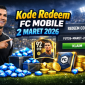 Pemain FC Mobile menampilkan kode redeem FUT26-MARET-2026 beserta hadiah Gems, koin, dan kartu OVR tinggi. (Foto chat gpt)