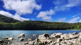 Pemandangan udara Danau Duo yang menampilkan tanjung saat air surut.( foto ist)