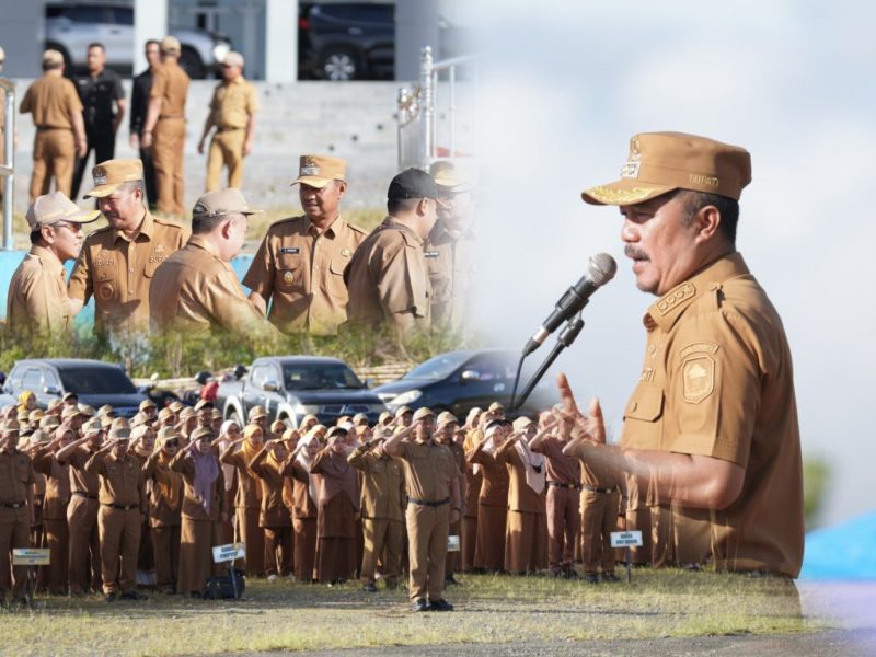 Bupati Kerinci Monadi memimpin apel perdana pasca Idulfitri di Lapangan Kantor Bupati Kerinci. ( foto Kerinci satu)