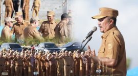 Bupati Kerinci Monadi memimpin apel perdana pasca Idulfitri di Lapangan Kantor Bupati Kerinci. ( foto Kerinci satu)