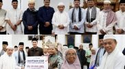 Gubernur Jambi Al Haris dan Bupati Kerinci Monadi menyerahkan bantuan kepada warga saat Safari Ramadan di Masjid Al-Falah, Gunung Raya, Kerinci