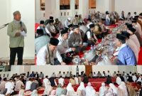 Bupati Kerinci Monadi memberikan sambutan saat menutup Safari Ramadhan 2026 di Islamic Center, sekaligus menekankan pentingnya lingkungan bersih dan kesejahteraan masyarakat.
