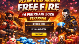  ilustrasi digital untuk promosi kode redeem Free Fire 14 Februari 2026. ( foto AI)