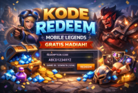 Ilustrasi kode redeem Mobile Legends menampilkan hadiah diamond, bundle, dan karakter game. Sumber: dibuat menggunakan AI 2026.