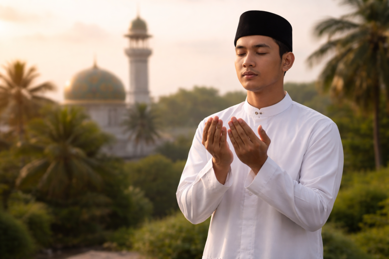 Muslim berdoa dengan khusyuk ( foto AI)