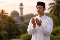 Muslim berdoa dengan khusyuk ( foto AI)