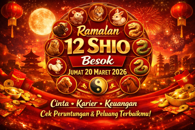 Ilustrasi ramalan 12 shio 20 Maret 2026 bernuansa keberuntungan. (foto AI)