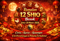 Ilustrasi ramalan 12 shio 20 Maret 2026 bernuansa keberuntungan. (foto AI)