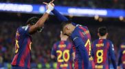 Pemain Barcelona merayakan gol melawan Newcastle United di Camp Nou, Liga Champions 2026.