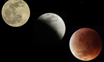 Bulan merah saat fase puncak Gerhana Bulan Total 3 Maret 2026 di langit Indonesia