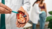 Ilustrasi dokter menjelaskan risiko kanker ginjal kepada pasien