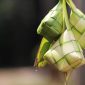 Ketupat tradisional yang dibungkus janur, simbol hati bersih dan kesederhanaan dalam perayaan Syawal