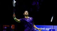 Alwi Farhan bertanding pada turnamen bulu tangkis Swiss Open 2026
