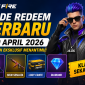 Poster kode redeem Free Fire 30 April 2026 dengan hadiah eksklusif.