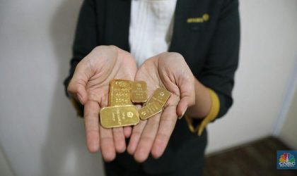 Emas batangan Antam Logam Mulia dengan harga terbaru yang mengalami kenaikan.