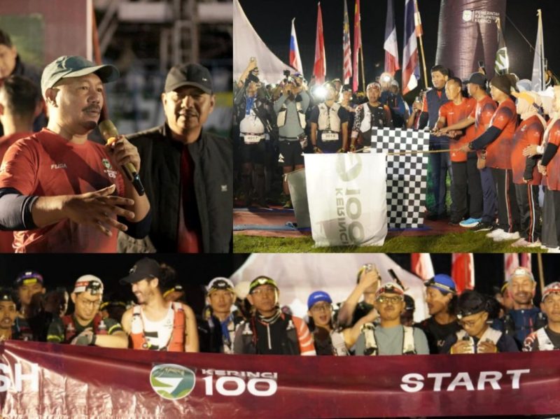 Bupati Kerinci Monadi melepas pelari Kerinci 100 dari 12 negara. ( foto Kerinci satu)