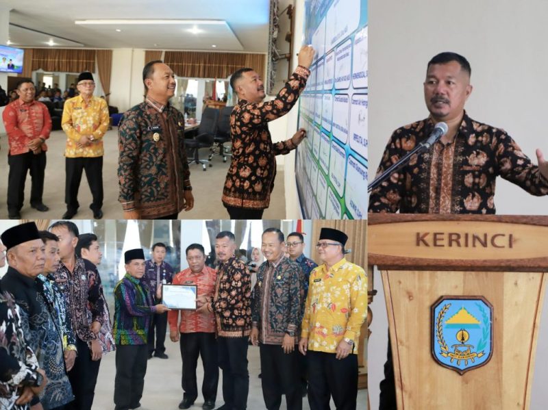 Bupati Kerinci memimpin penandatanganan komitmen percepatan digitalisasi desa di Ruang Pola Kantor Bupati Kerinci. ( foto Kkerinci Satu)