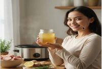 Kaldu tulang hasil rebusan lama sebagai sumber kolagen alami