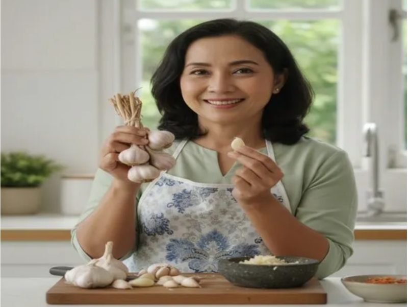 Bawang putih (Allium sativum) mengandung allicin yang bermanfaat bagi kesehatan tubuh.