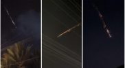 Benda bercahaya melintas di langit malam Lampung dengan ekor cahaya panjang