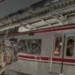 Foto: Dua kereta tabrakan di Stasiun Bekasi Timur. (Tangkapan layar CNN Indonesia TV)