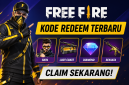 Poster Free Fire kode redeem terbaru dengan hadiah skin, senjata, dan loot crate.(foto AI)
