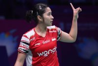 Ester Nurumi Tri Wardoyo tampil gemilang dan memastikan kemenangan Indonesia atas Taiwan pada laga penentuan Uber Cup 2026 di Denmark