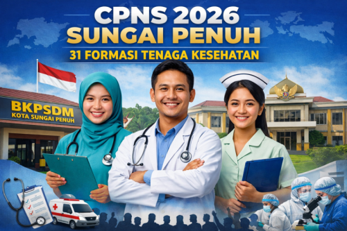 Ilustrasi tenaga kesehatan dalam promosi pembukaan CPNS 2026 di Kota Sungai Penuh dengan 31 formasi khusus sektor medis.