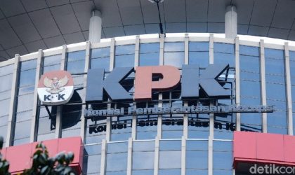 Gedung Komisi Pemberantasan Korupsi (KPK) di Jakarta tampak dari luar sebagai kantor pusat lembaga antikorupsi Indonesia.