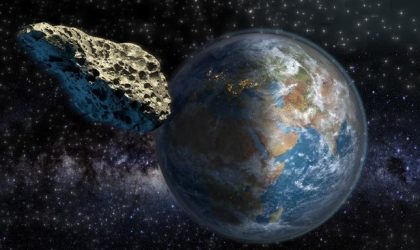 Ilustrasi fenomena astronomi okultasi asteroid menutupi cahaya bintang di langit malam