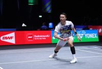 Jonatan Christie tampil agresif saat melawan Leong Jun Hao di gim pertama