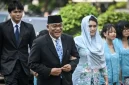 Mohammad Jumhur Hidayat menuju pelantikan di Istana Negara, Jakarta.