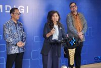 Foto: Menkomdigi Meutya Hafid saat konferensi pers di Kantor Komdigi, Selasa (28/4/2026). (CNBC Indonesia/Intan)