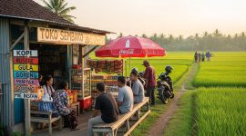 Usaha depan rumah seperti warung sembako menjadi solusi kebutuhan warga desa yang membutuhkan layanan 24 jam.