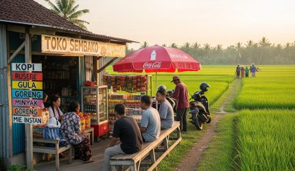 Warung kelontong depan rumah buka 24 jam melayani warga desa