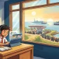 Seorang siswa mengikuti pembelajaran daring dari rumah dengan perangkat digital sebagai bagian dari sistem Belajar dari Rumah (BDR)