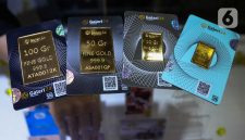 Harga emas Antam, UBS, dan Galeri24 di Pegadaian pada 8 Mei 2026 menunjukkan pergerakan bervariasi.