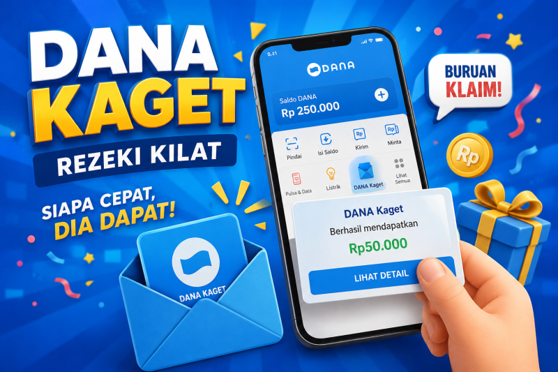 Ilustrasi pengguna DANA yang mencoba mengklaim Dana Kaget melalui aplikasi di smartphone.