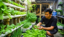 Kebun sayur di lahan sempit  sistem hidroponik sebagai contoh agribisnis rumahan yang produktif. (Foto AI)