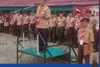 Sekda Kota Sungai Penuh Alpian membuka Jambore Cabang Pramuka Tahun 2026 di Bumi Perkemahan SMKN 4 Sungai Penuh, Jumat (29/5/2026). (Foto:  Prokopin)