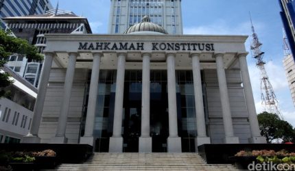 Gedung Mahkamah Konstitusi (MK) di Jakarta tampak dalam foto yang diambil oleh Ari Saputra/detikcom.