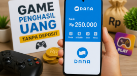 Ilustrasi smartphone dengan aplikasi DANA