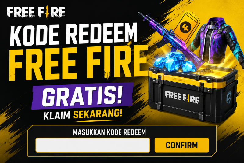 Ilustrasi Poster Free Fire bertema kode redeem gratis ( Foto AI)