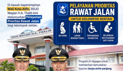 Poster Pemerintah Kota Sungai Penuh tentang inovasi pelayanan prioritas rawat jalan di RSUD Mayjen H.A. Thalib