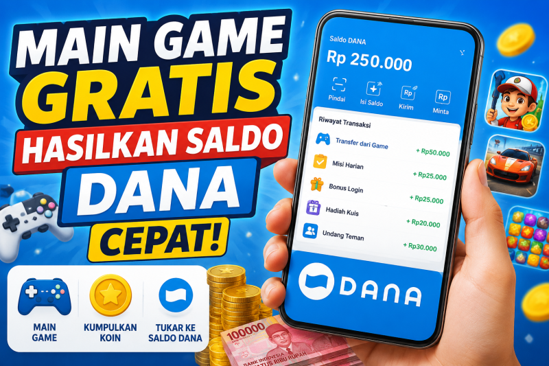 Ilustrasi promosi game penghasil saldo DANA gratis ( Foto AI)