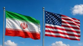 Foto: Ilustrasi Bendera Iran dan Amerika (Dok. Chat Gpt)