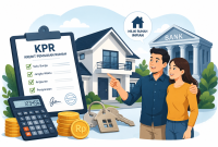 Ilustrasi sebuah Rumah dengan desain minimalis yang nyaman, asri, dan cocok untuk hunian keluarga.