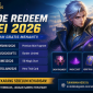 Banner promosi kode redeem Mobile Legends Mei 2026 dengan hadiah gratis in-game.