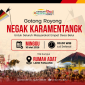 Warga dari empat desa di Belui, Kerinci, bersama-sama menegakkan karamentang sebagai tanda dimulainya persiapan Kenduri Sko, Minggu (10/5/2026).