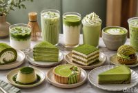 Makanan dan minuman serba matcha. (Foto: ChatGPT)